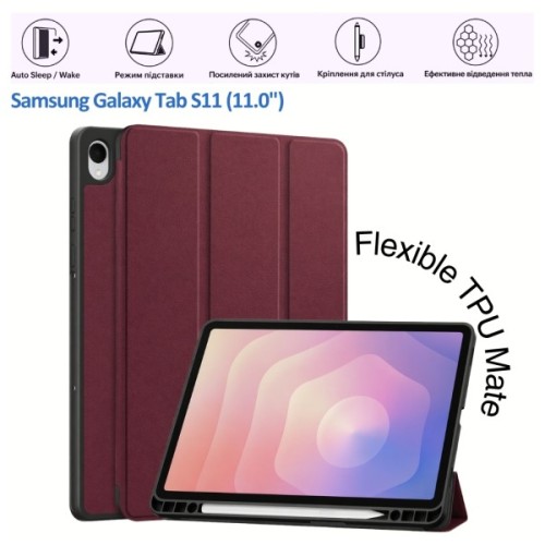 Чохол до планшета BeCover Flexible TPU Mate Samsung Galaxy Tab S11 (SM-X730/X736) 11.0" Red Wine (715580)