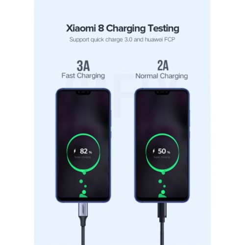 Дата кабель USB 2.0 AM to USB-C 3.0m 3.0A 18W US288 Space Gray Ugreen (60408)