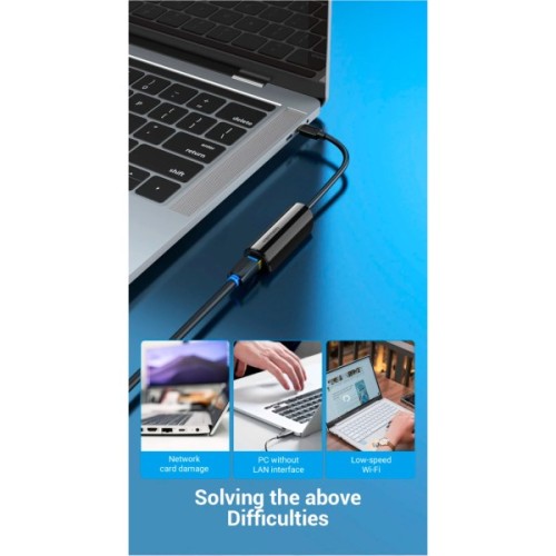 Перехідник USB-C to RJ45 Ethernet 100Mbps Vention (CFABB)