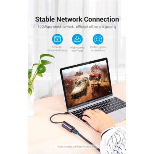 Перехідник USB-C to RJ45 Ethernet 100Mbps Vention (CFABB)