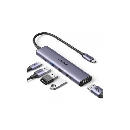 Порт-реплікатор Ugreen CM478 USB Type-C HDMI, USB/3.0, Type-C for charging PD/100W (15495)