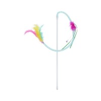 Іграшка для котів Hippie Pet Вудка з пір'ям на мотузці синя 40 см (HIPCW19014M)