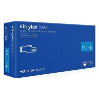 Медичні рукавички Mercator Medical Nitrylex Basic Нітрилові Неопудрені діагностичні Розмір M Сині 100 шт. (3.1006) (5906615034582/5906615029571)