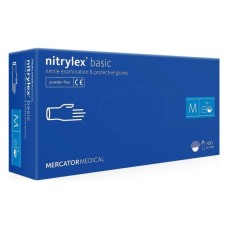 Медичні рукавички Mercator Medical Nitrylex Basic Нітрилові Неопудрені діагностичні Розмір M Сині 100 шт. (3.1006) (5906615034582/5906615029571)
