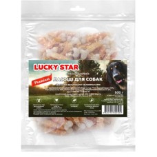 Ласощі для собак Lucky Star Кальцієва кістка в обгортці з курячого в'яленого м'яса 500 г (4820144302404)