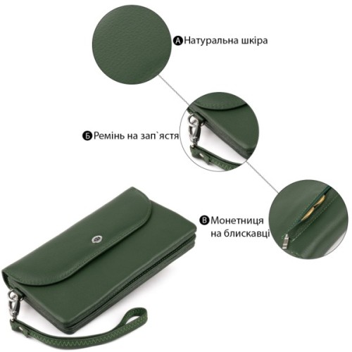Гаманець ST Leather Зі шкіри Зелений (19320)