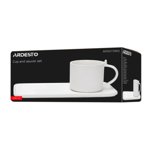 Комплект посуду Ardesto чашка з блюдцем, 250мл, порцеляна, білий (AR3073WS)