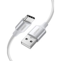 Дата кабель USB 2.0 AM to USB-C 0.25m 3A braided US288 white Ugreen (60129)