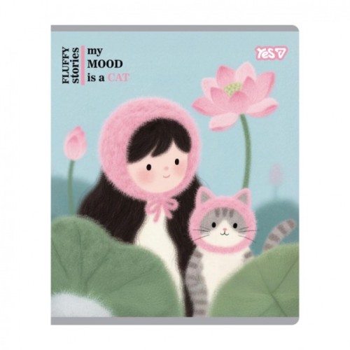 Зошит Yes My mood is a cat А5 12 аркушів коса лінія (768607)