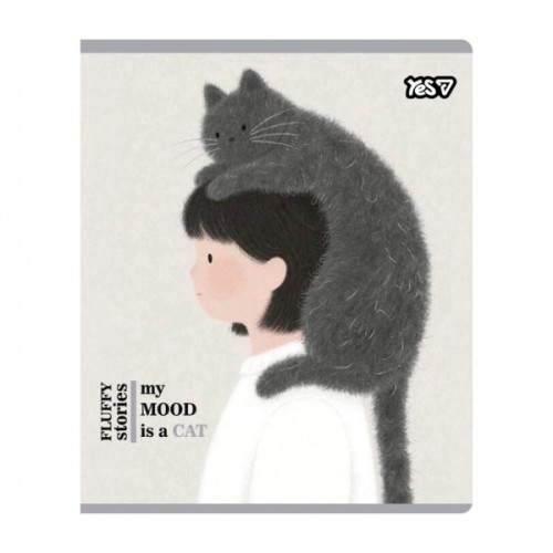 Зошит Yes My mood is a cat А5 12 аркушів коса лінія (768607)