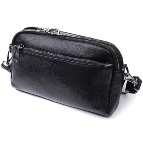 Сумка Vintage Жіноча з кишенями з натуральної шкіри Чорна (22597)