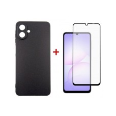 Чохол до мобільного телефона Dengos Carbon Kit for Samsung Galaxy A07 case + glass Black (DG-KM-162)
