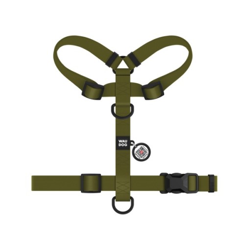 Шлея для собак WAUDOG Magnet анатомічна Н-подібна з QR-паспортом, магнітна пряжка-фастекс L хакі (262431)