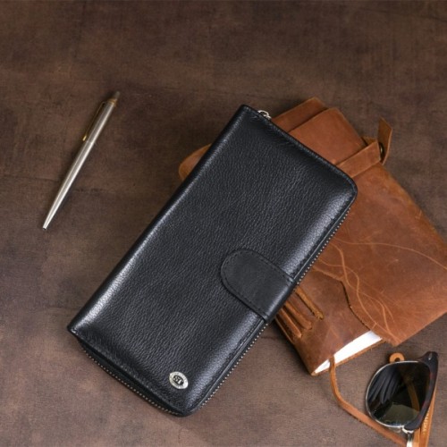 Гаманець ST Leather Зі шкіри унісекс Чорний (19300)