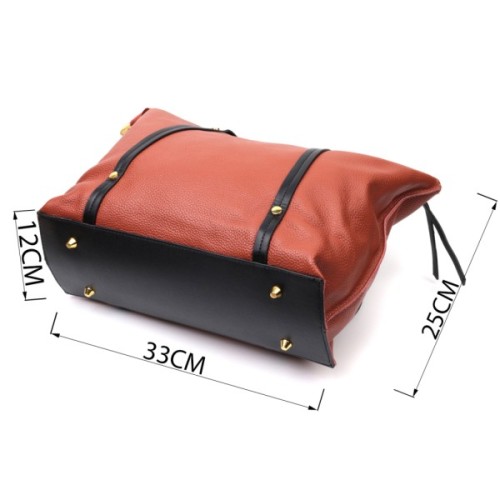 Сумка Vintage Містка двоколірна Жіноча з натуральної шкіри Коричнева (22301)