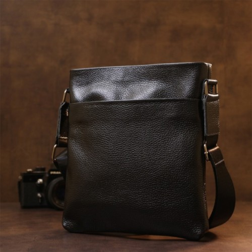 Сумка Shvigel Шкіряна через плече Чорна (11603)