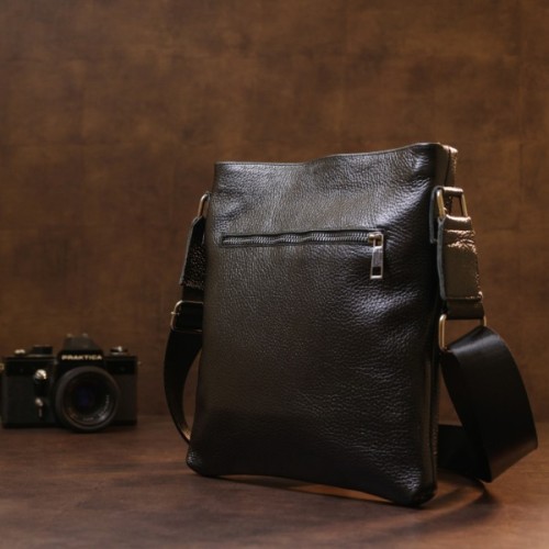 Сумка Shvigel Шкіряна через плече Чорна (11603)