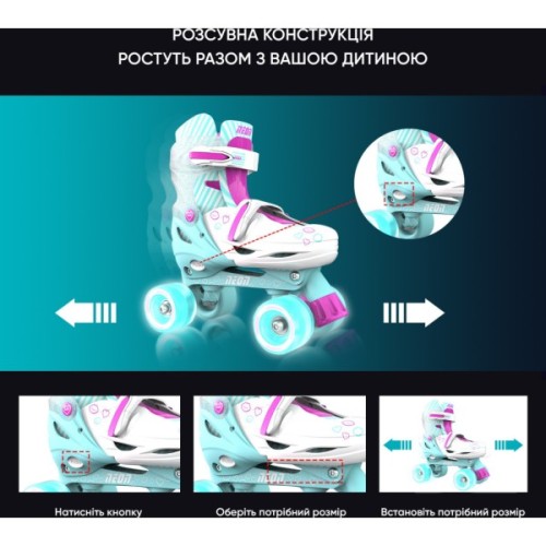 Роликові ковзани Neon Сombo Turquoise розмір 34-37 (NT10T4)