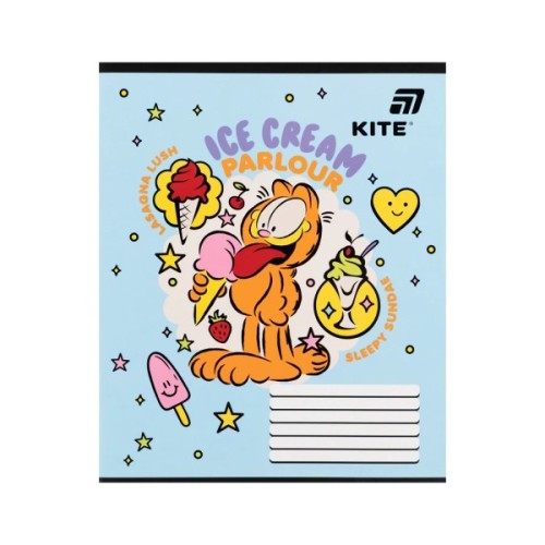 Зошит Kite Garfield, 12 аркушів, коса лінія (GF26-235)