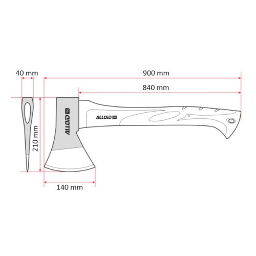 Сокира Alloid Pro, ручка з фібергласу, 1500г, 90см (AF-70141500)