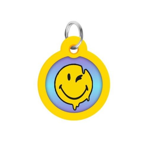 Адресник для тварин WAUDOG Smart ID з QR паспортом "Смайли на блакитному", коло 30 мм (230-0182)