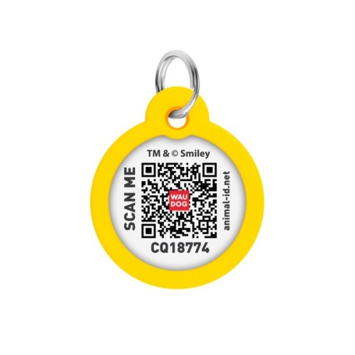 Адресник для тварин WAUDOG Smart ID з QR паспортом "Смайли на блакитному", коло 30 мм (230-0182)