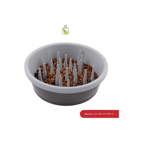 Посуд для собак Dexas Миска для повільного годування 1.44 л світло-сіра (0084297309572)