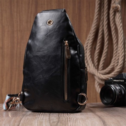 Сумка Vintage З гладкої екошкіри Чорна (22770)