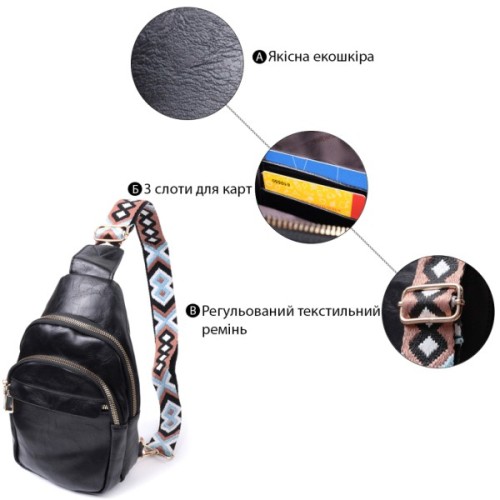 Сумка Vintage З гладкої екошкіри Чорна (22770)