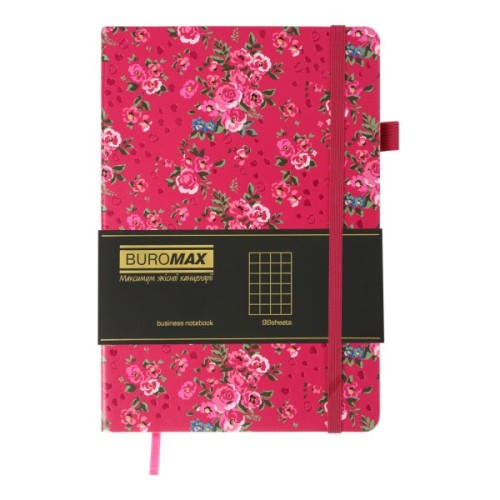 Книга записна Buromax Cherie 96 аркушів А5 у клітинку малиновий (BM.295105-29)