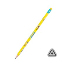 Олівець графітний Kite Sponge Bob тригранний, з гумкою, НВ (SB25-046)
