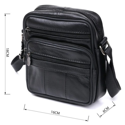 Сумка Vintage Шкіряна чоловіча Чорна (20370)