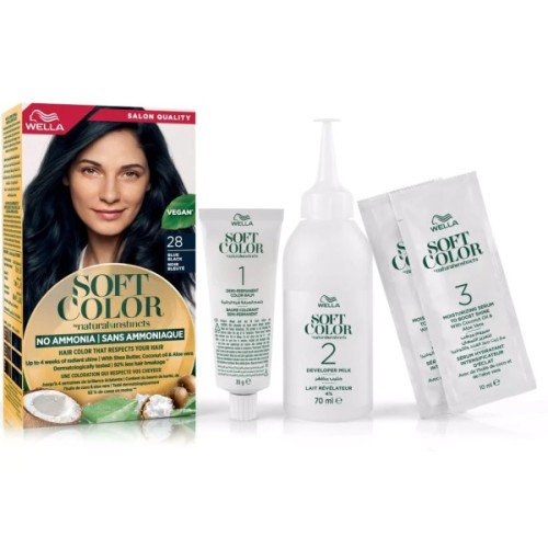 Фарба для волосся Wella Soft Color Безаміачна 28 - Синяво-чорний (3614228865876)