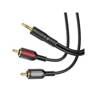 Кабель мультимедійний 3.5mm M to 2xRCA M 1.5m Black BOROFONE (6974443382204)