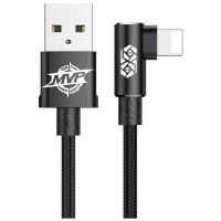 Дата кабель USB 2.0 AM to Lightning 2.0m 1.5A 90° corner black Baseus (CALMVP-A01)