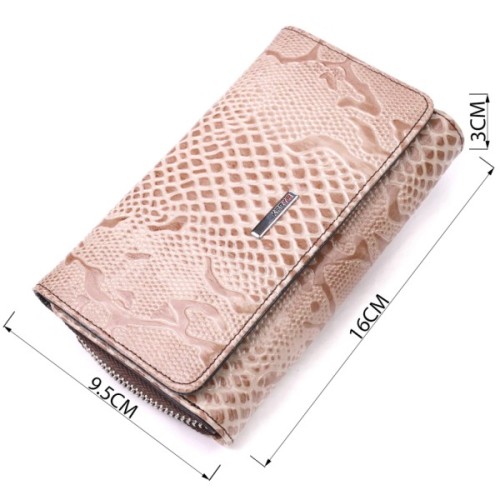 Портмоне Karya З лакованої фактурної шкіри Бежеве (21430)