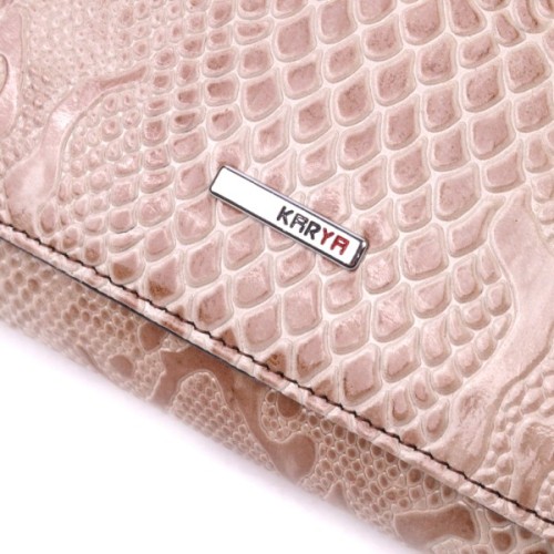 Портмоне Karya З лакованої фактурної шкіри Бежеве (21430)