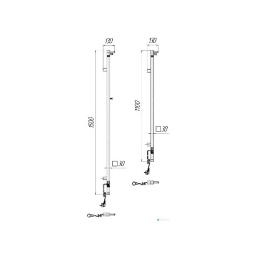 Сушарка для рушників MARIO Рей Кубо-І, 1500x30x55130мм, чорний мат (2.2.1203.16.BM)