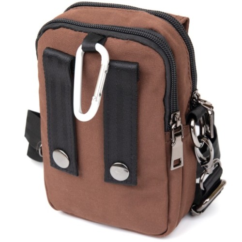 Сумка Vintage На пояс нейлон Коричнева (20648)
