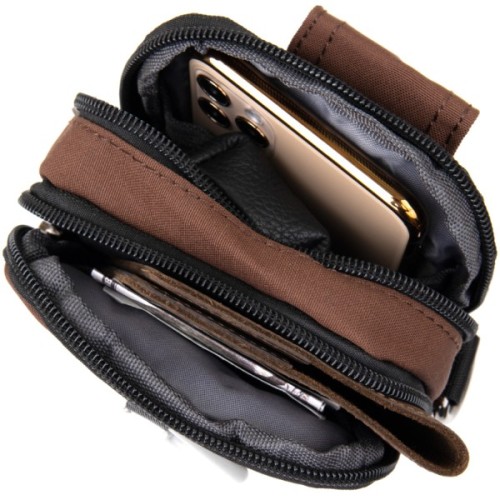 Сумка Vintage На пояс нейлон Коричнева (20648)