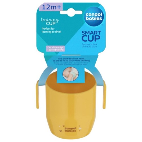 Набір дитячого посуду Canpol babies ергономічна кружка для навчання самостійного пиття, жовта (74/060_yel)