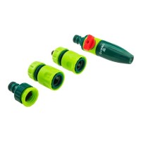 Набір для поливу Verto 1/2", зрошувач прямий, 2 конектори для шланга, конектор для крана 1/2"-3/4" (15G711)