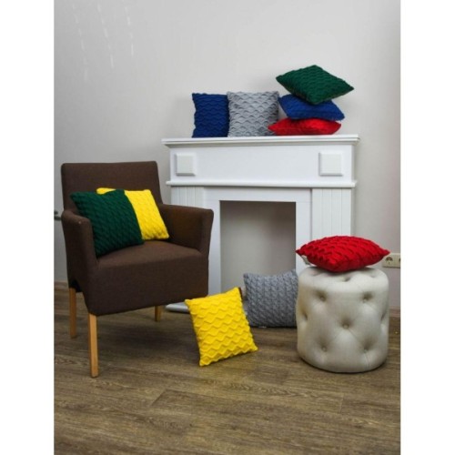 Подушка Прованс в'язана декоративна Коси зелена 33х33 см (027423)