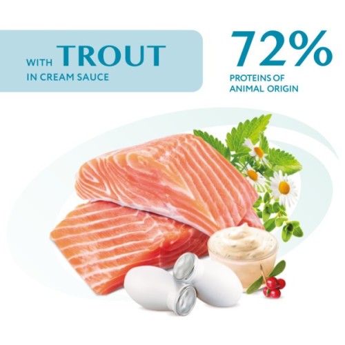 Вологий корм для кішок Optimeal з фореллю в кремовому соусі 85 г (4820215365864)