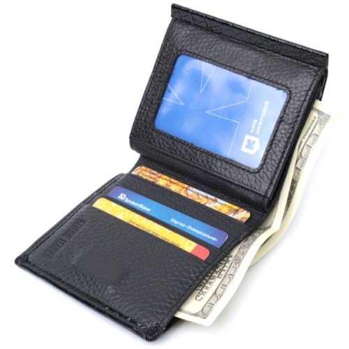 Гаманець ST Leather З натуральної шкіри Чорний (22706)