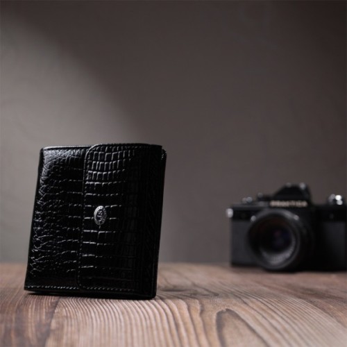 Гаманець ST Leather З натуральної шкіри Чорний (22706)