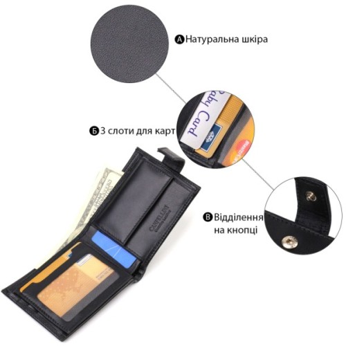 Портмоне Canpellini З натуральної шкіри Чорне (21882)