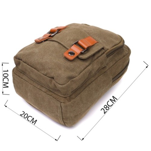 Сумка Vintage У стилі мілітарі з двома відділеннями з текстилю Оливкова (22163)