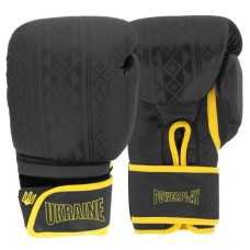 Боксерські рукавички PowerPlay 3021 Ukraine Чорно жовті 8 унцій (PP_3021_8oz_Black/Yellow)