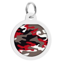 Адресник для тварин WAUDOG Smart ID з QR паспортом "Камо сірий", круг 25 мм (0625-0215)